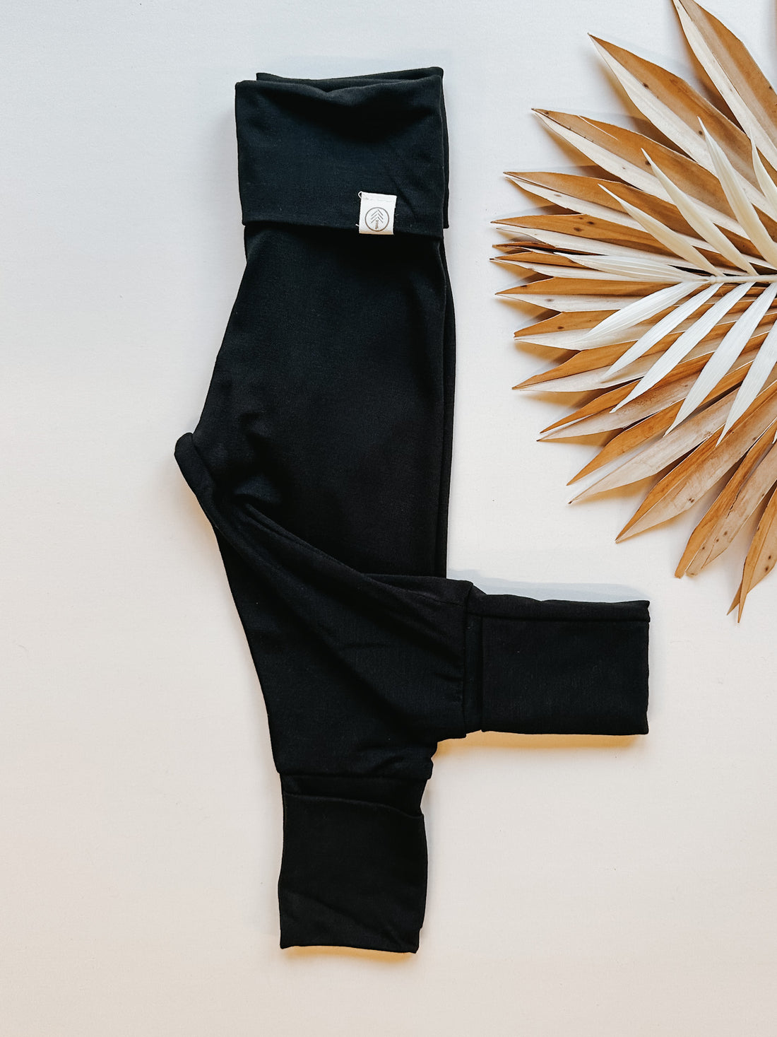 *Adjusted Fit* Fold Over Footie Leggings | Black | Luxury Bamboo