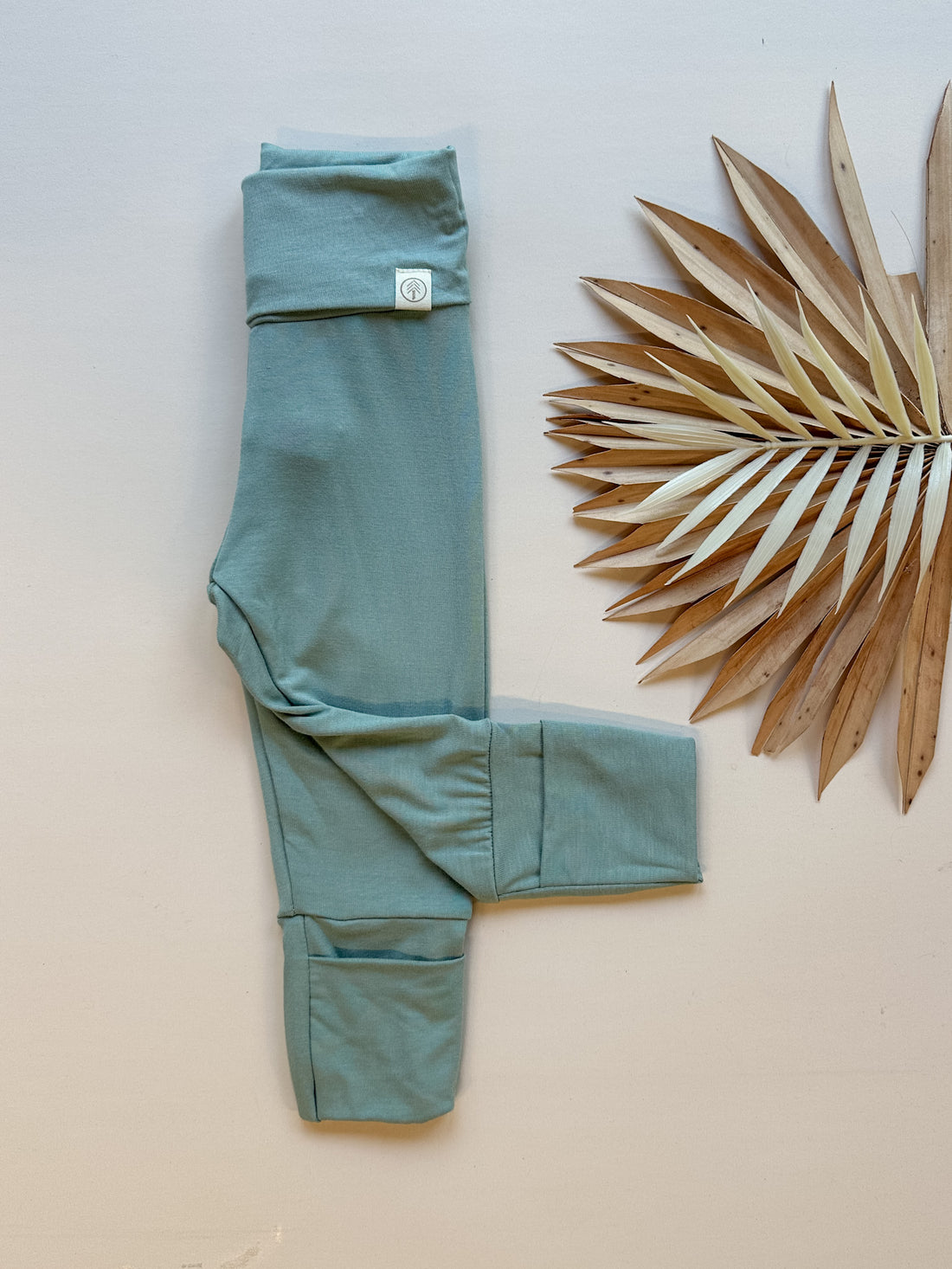 *Adjusted Fit* Fold Over Footie Leggings | Seafoam | Luxury Bamboo