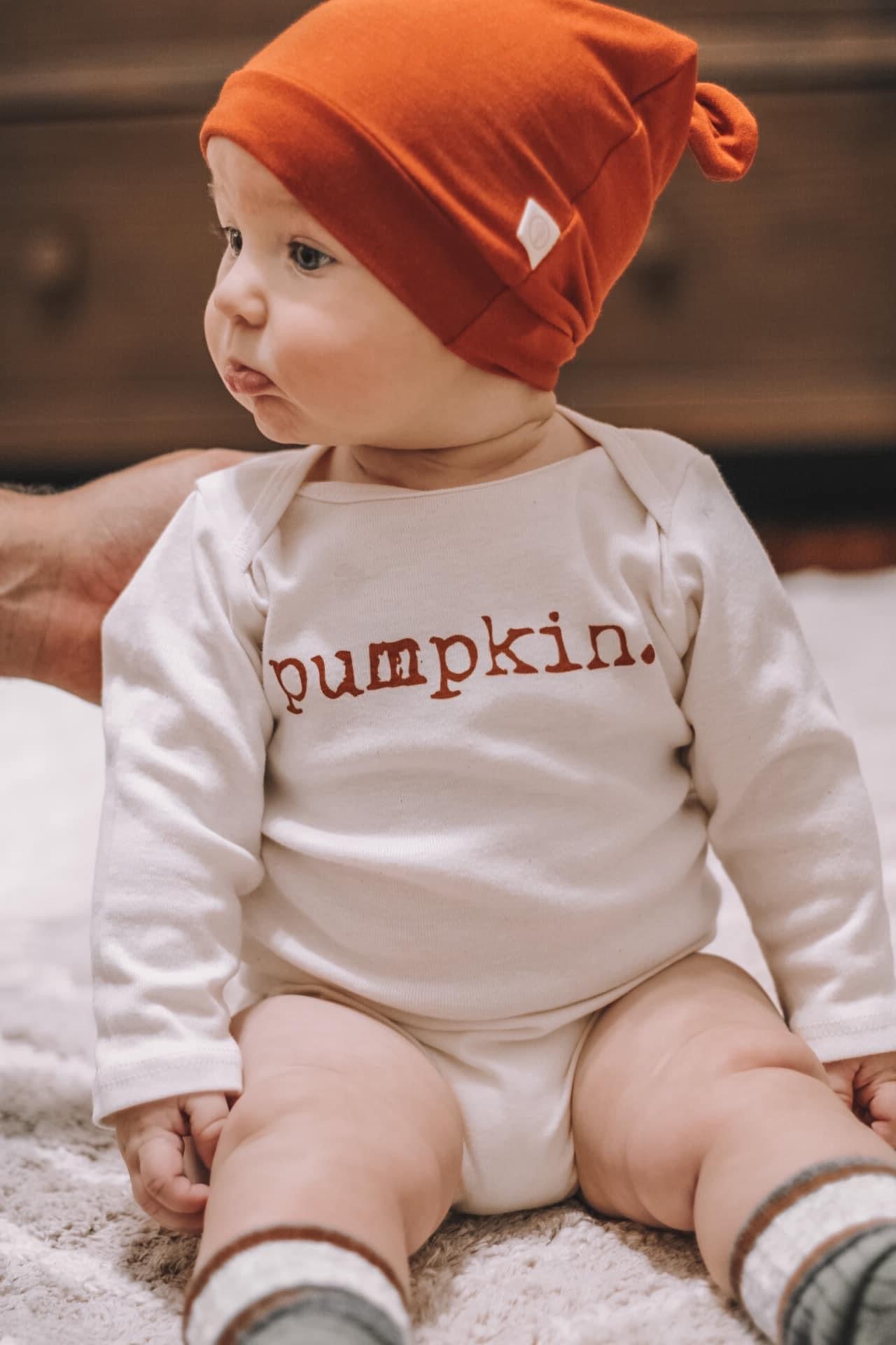 Pumpkin Rust Organic Cotton Baby Bodysuit Long Sleeve
