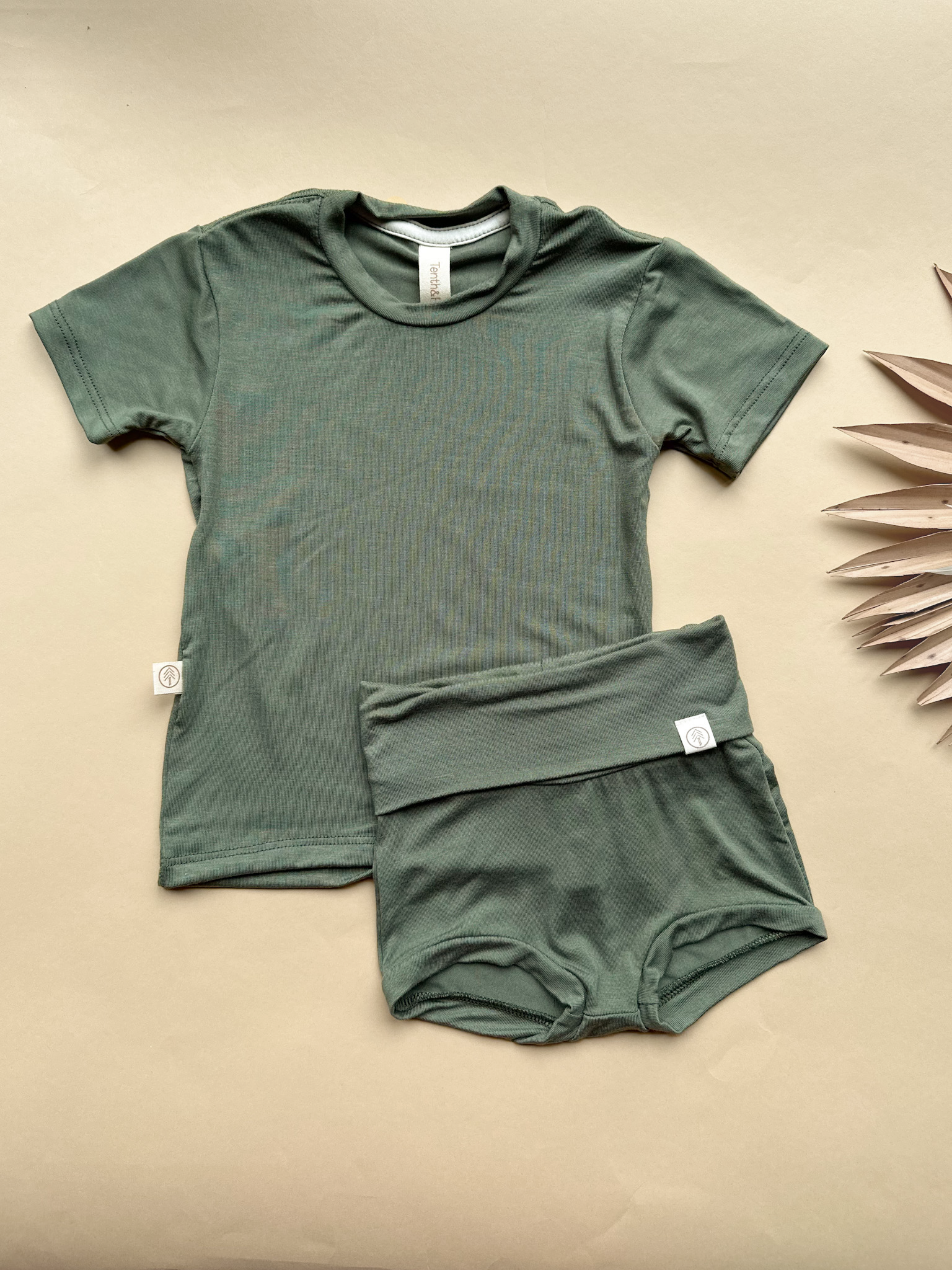 0/3m | Short Sleeve Essential Tee in Pine | Bamboo