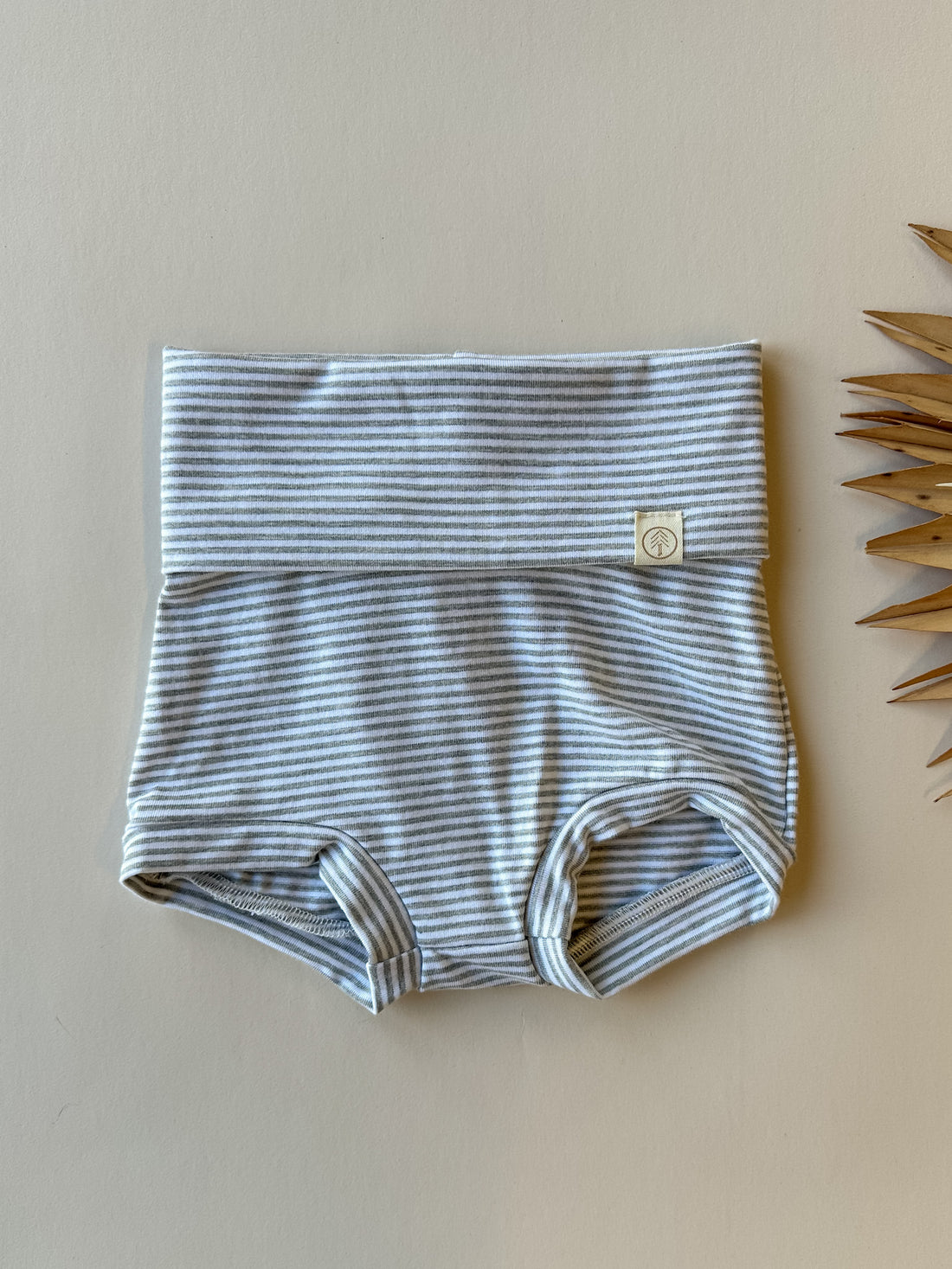 2/3T | Fold Over Bloomers | Gray Stripe | Bamboo Organic Cotton