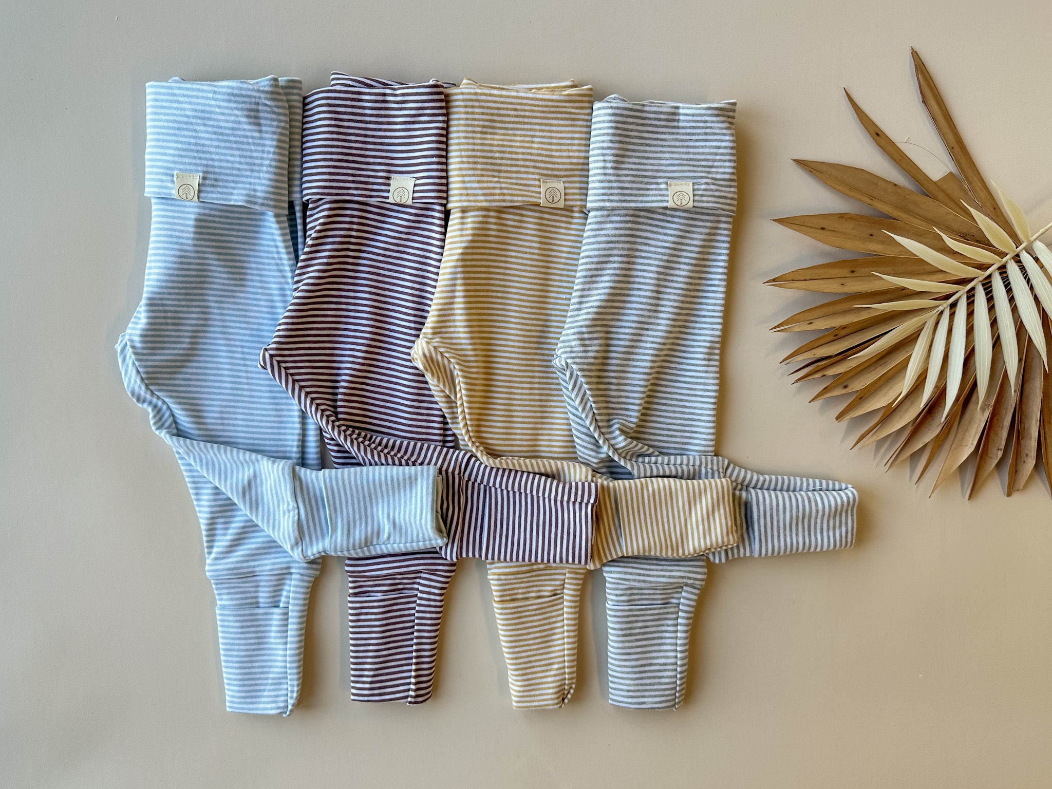 Fold Over Footie Baby Bamboo Organic Cotton Leggings | Plum Stripe