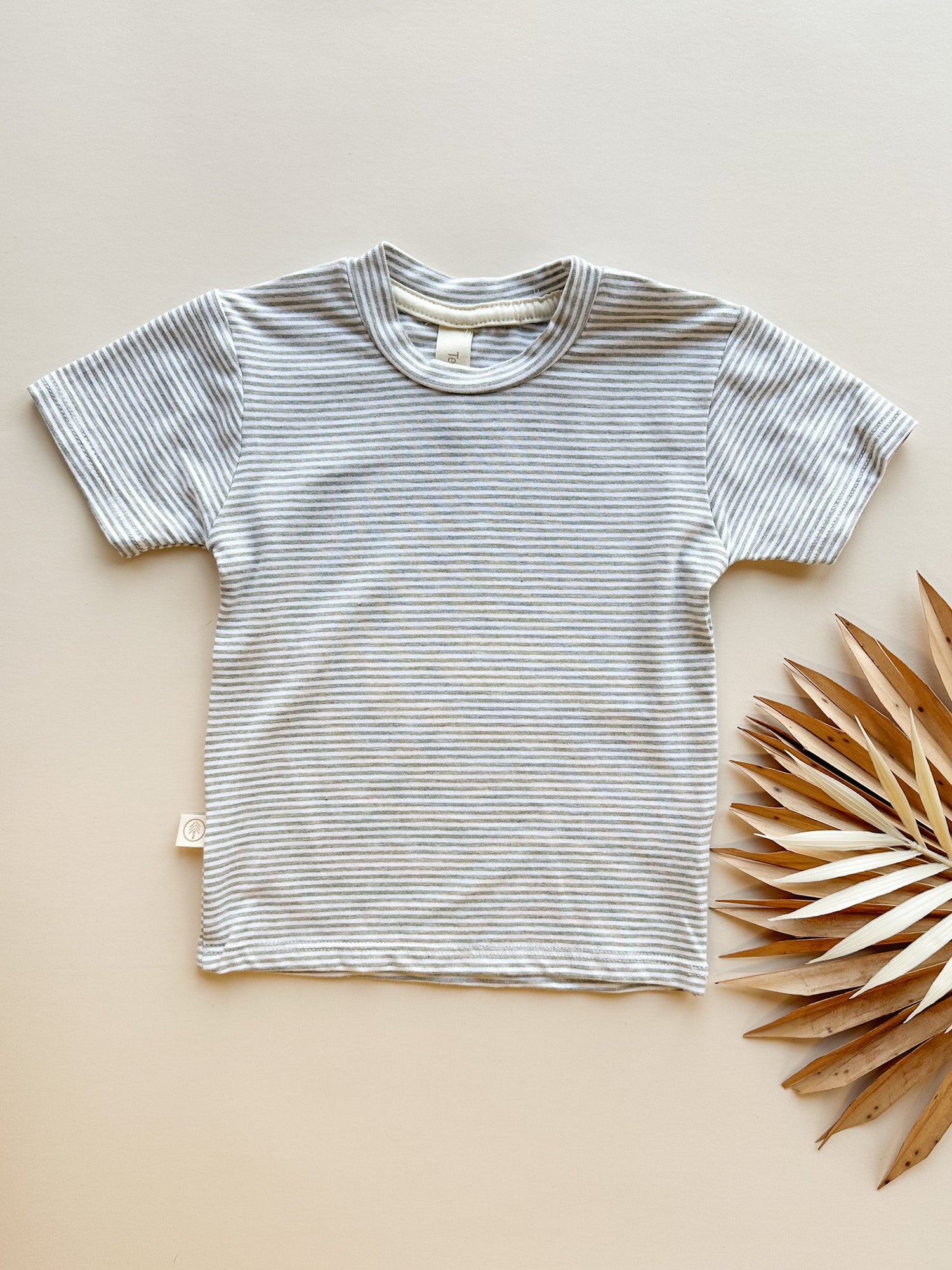 0/3m, 3/6m | Short Sleeve Essential Tee | Gray Stripe | Bamboo Organic Cotton