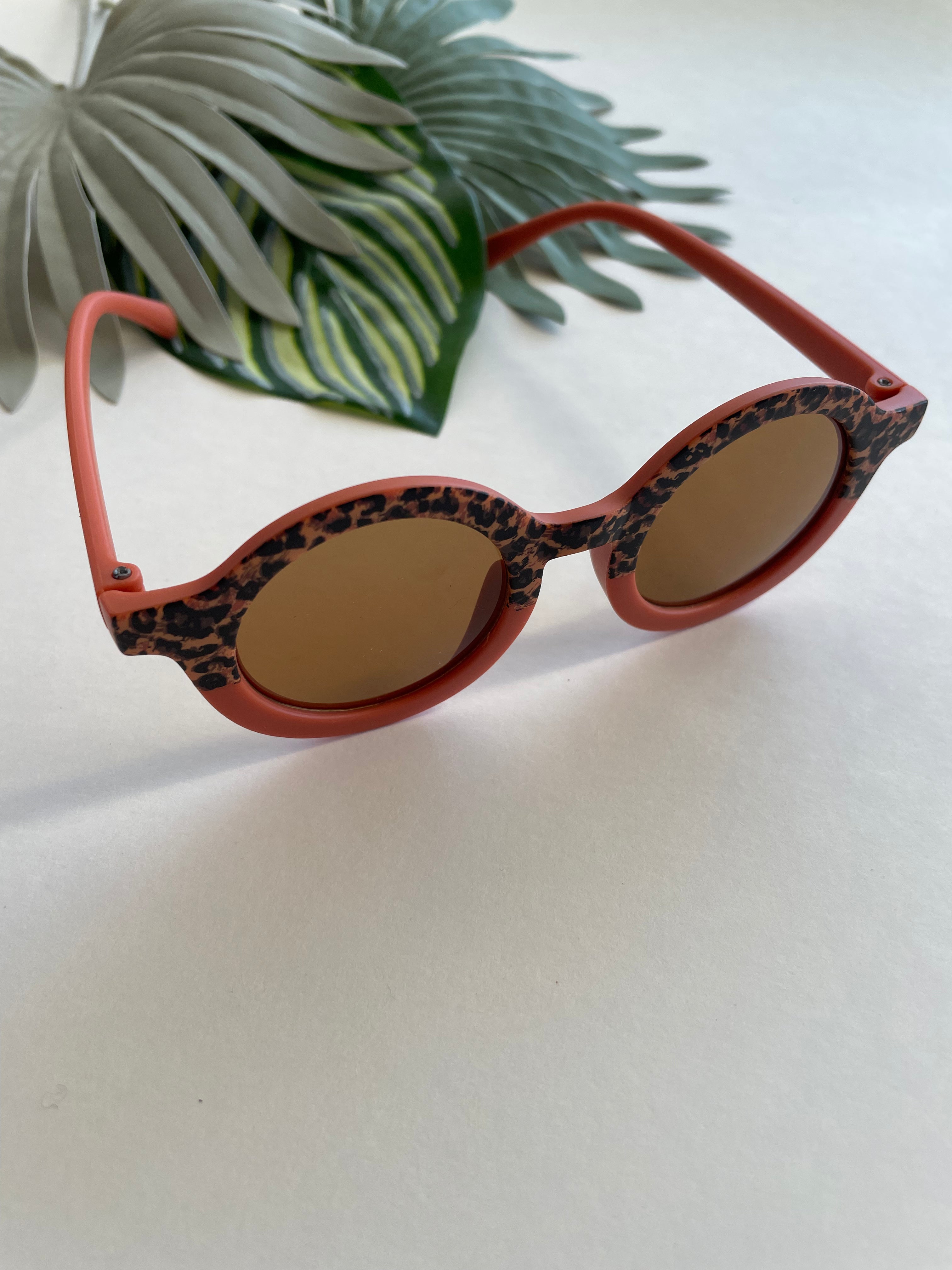 Round Two Tone Cheetah Sunglasses - Rust