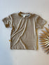 premium bamboo baby kids tee in tan soft beige aesthetic kids tee made in usa eco friendly