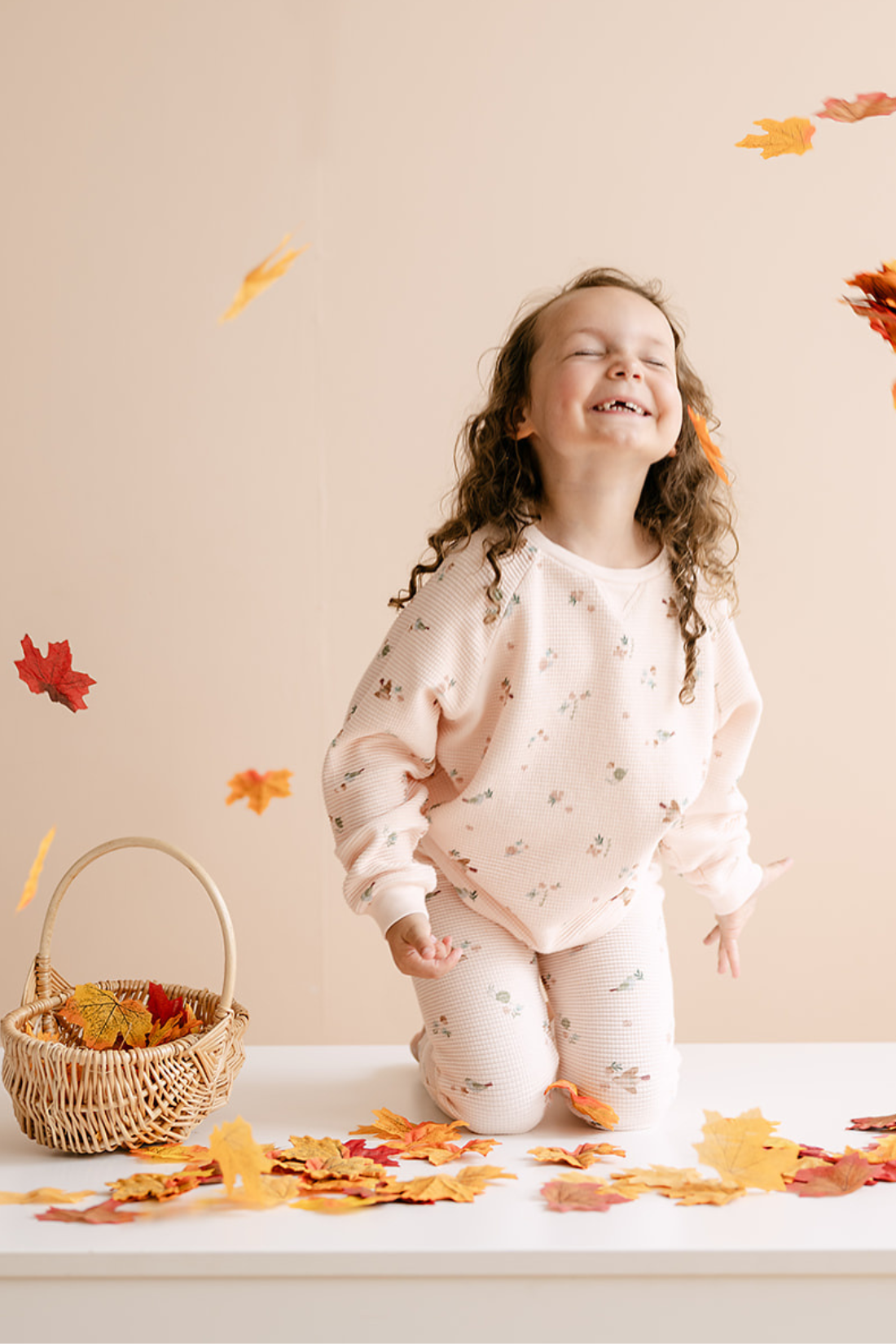 Organic Cotton Waffle Long Sleeve Tee in Birds