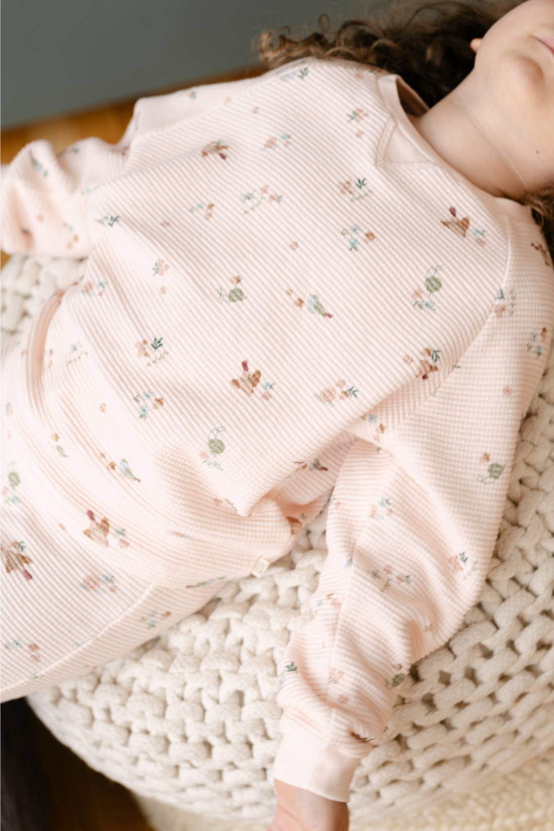 Organic Cotton Waffle Long Sleeve Tee in Birds