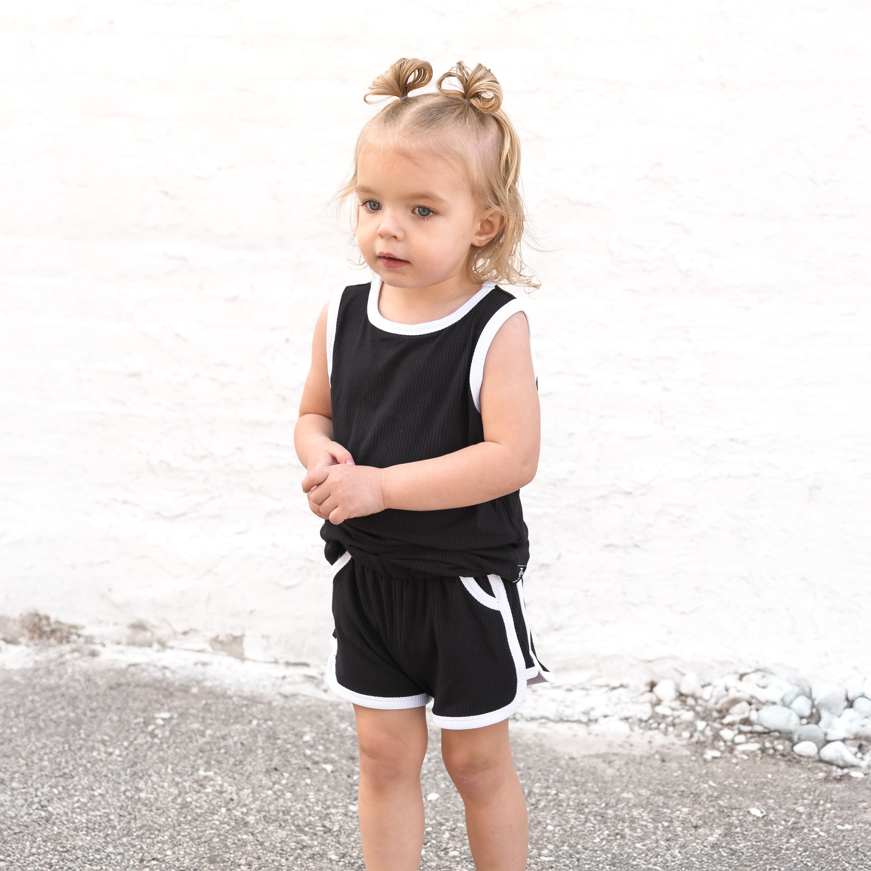 TRACK SHORTS SET- Bamboo Rib Midnight