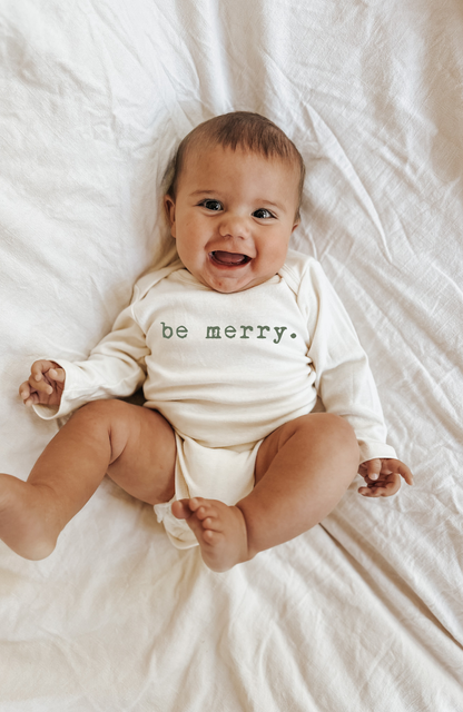 Be Merry Organic Cotton Baby Bodysuit Long Sleeve