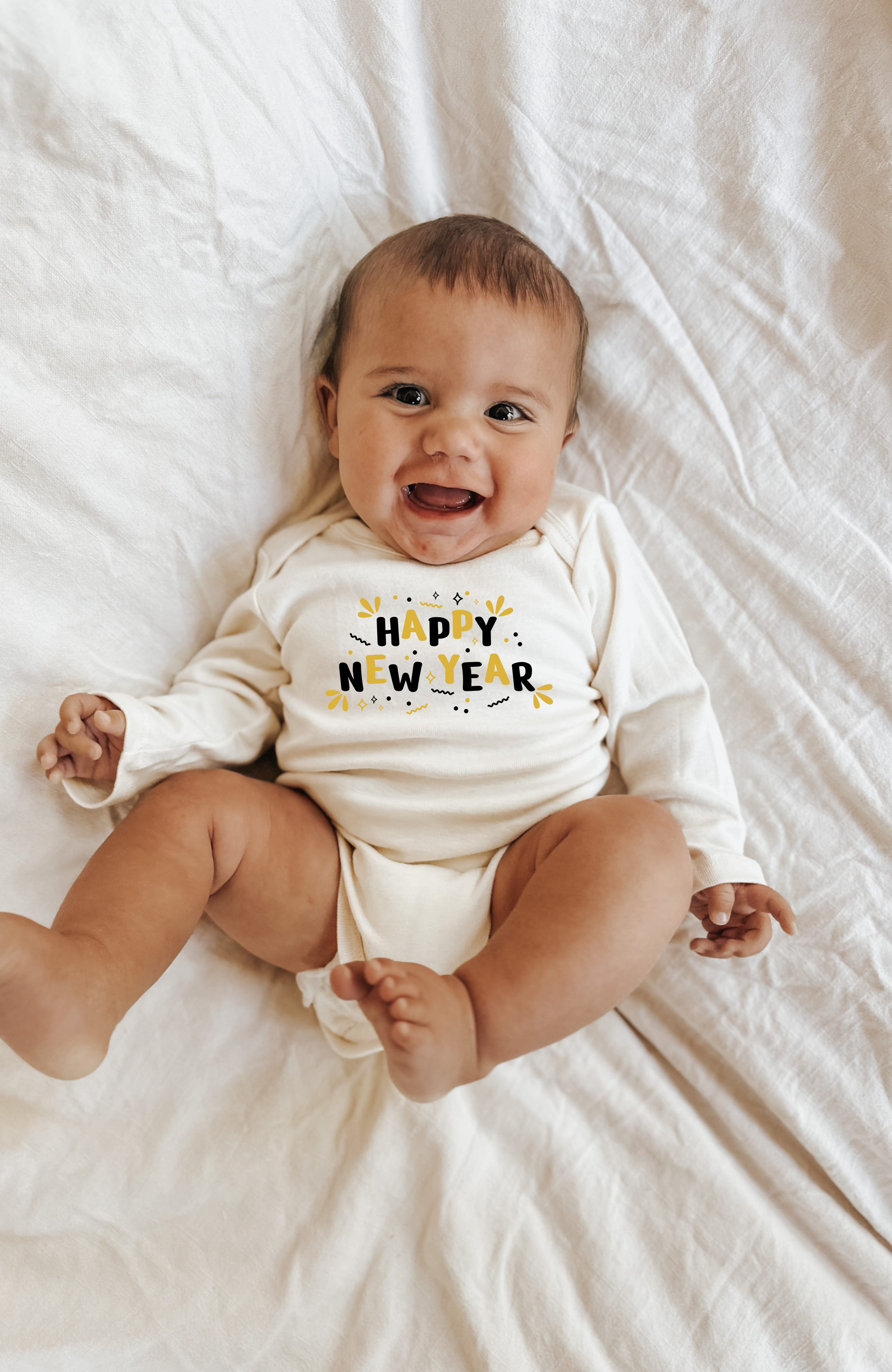 Happy New Year Organic Baby Bodysuit Long Sleeve
