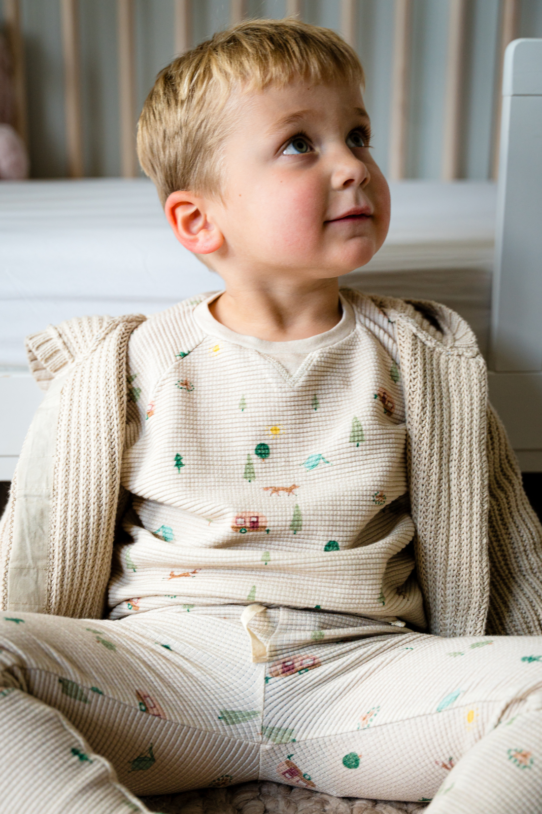 Organic Cotton Waffle Leggings in Camping