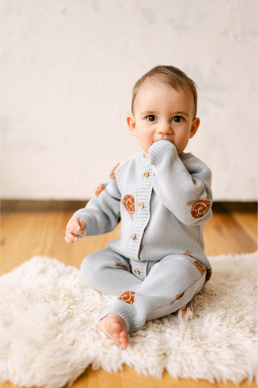 Organic Snail Romper in Pearl Blue