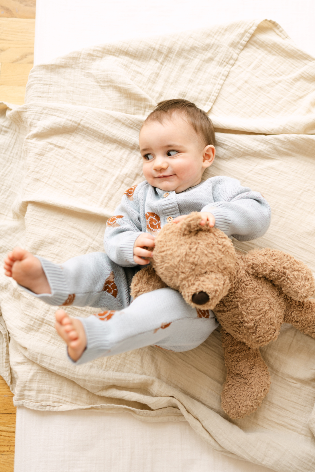 Organic Snail Romper in Pearl Blue