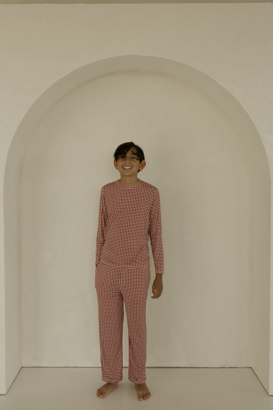 Pre-Teen Straight Leg Bamboo Pajamas | Red Gingham