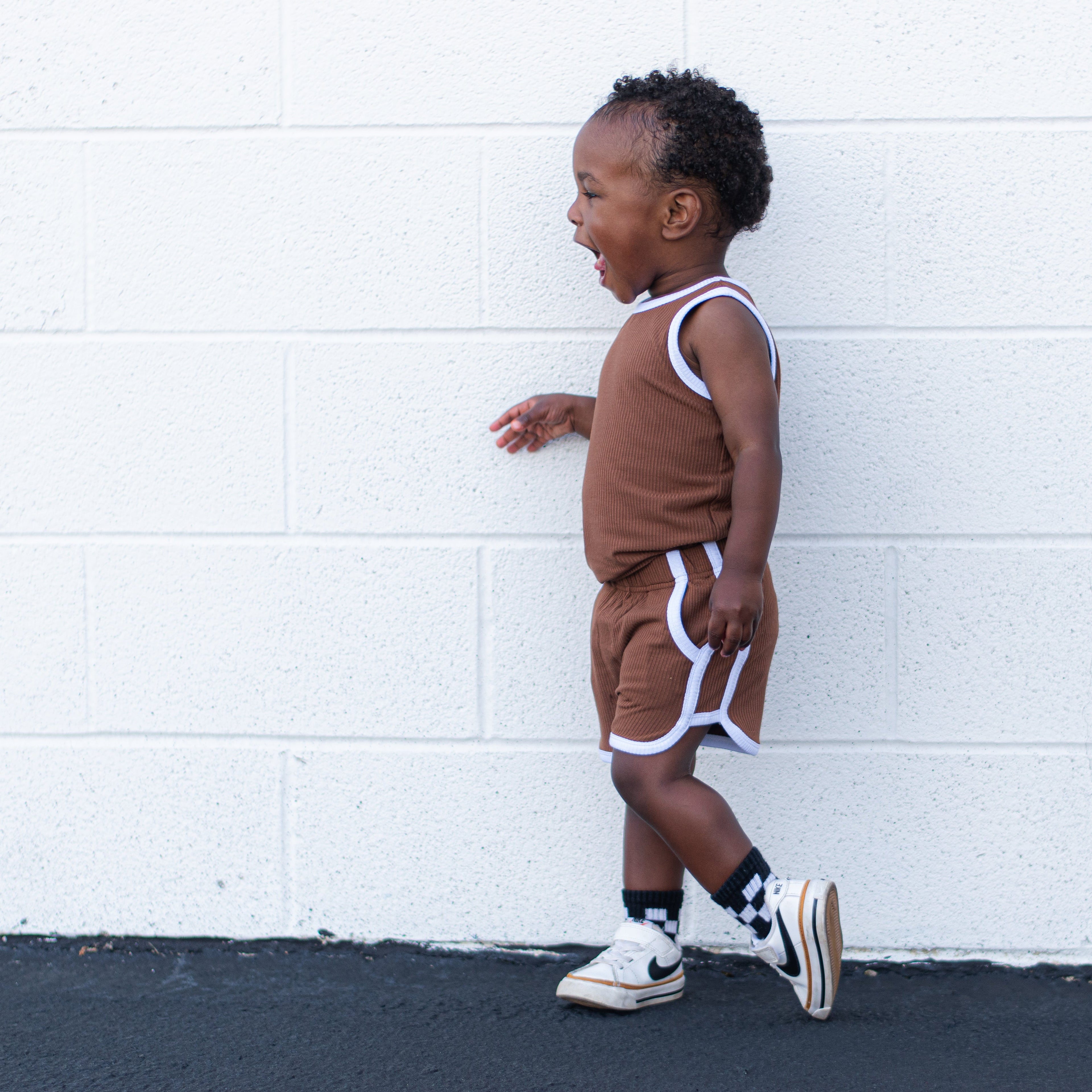TRACK SHORTS SET- Bamboo Rib Sienna