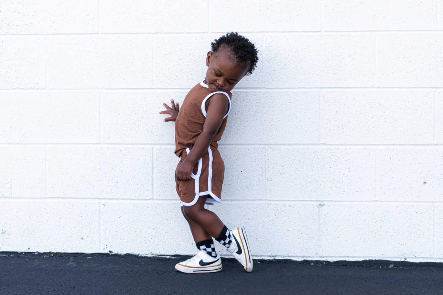 TRACK SHORTS SET- Bamboo Rib Sienna