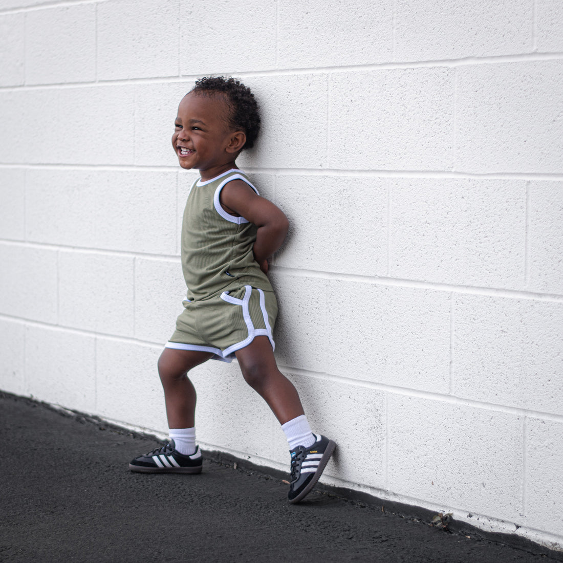 TRACK SHORTS SET- Bamboo Rib Sage