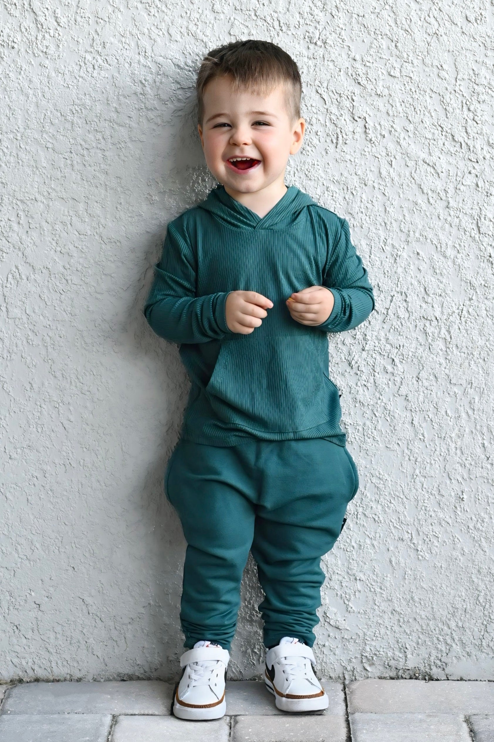 LONG SLEEVE HOODIE- Peacock