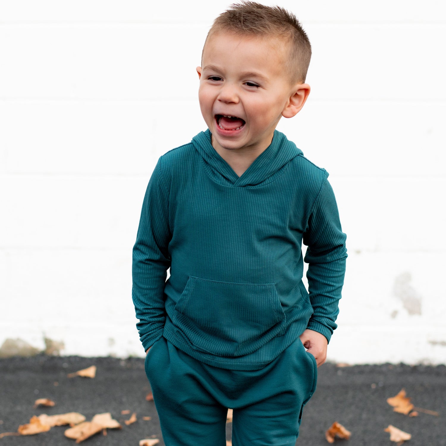 LONG SLEEVE HOODIE- Peacock