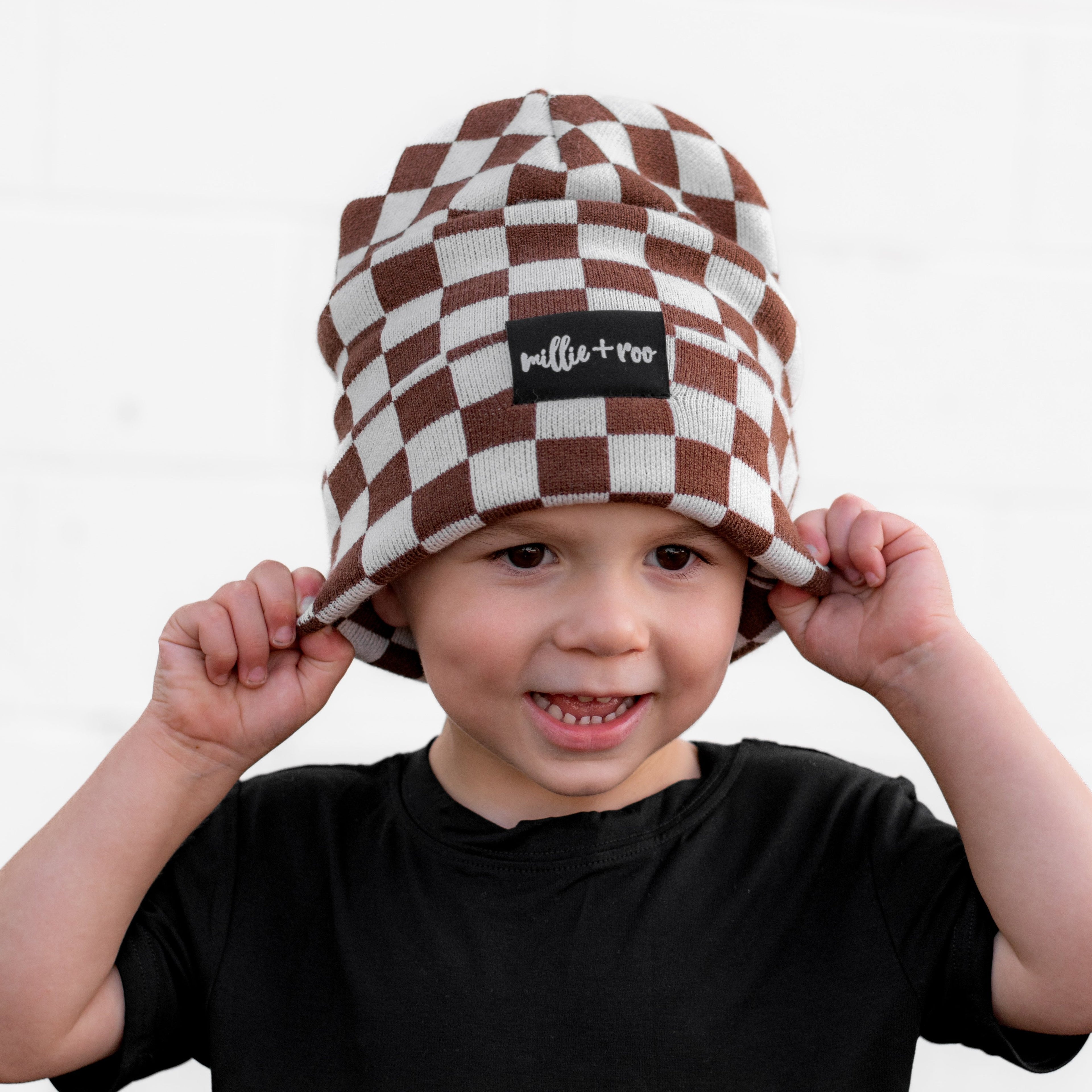 BAMBOO CUFF BEANIE- Sienna Check