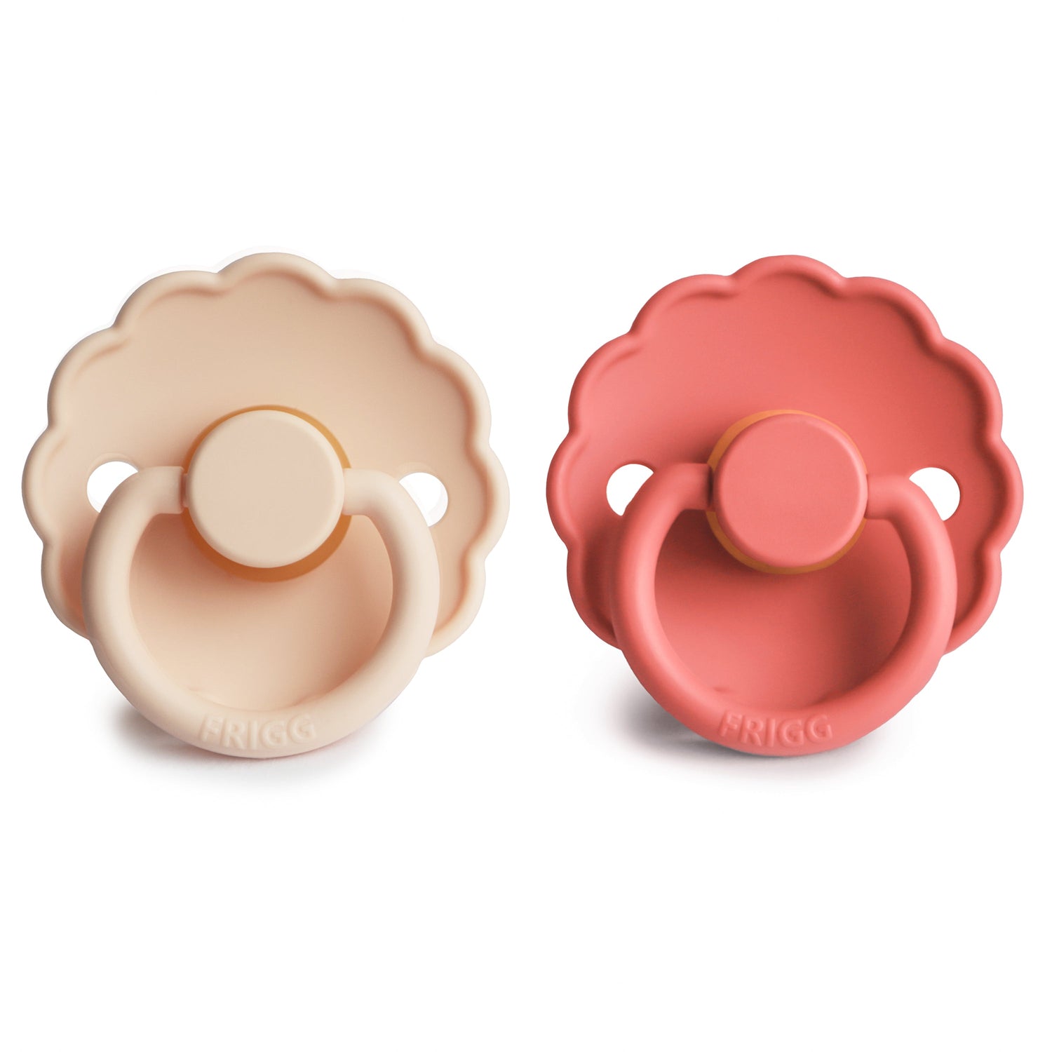 FRIGG Daisy Natural Rubber Pacifier 2 - Pack - Tenth &amp; Pine - FRIGG PACIFIERS - 6 - 18 months - Pink Cream/Poppy