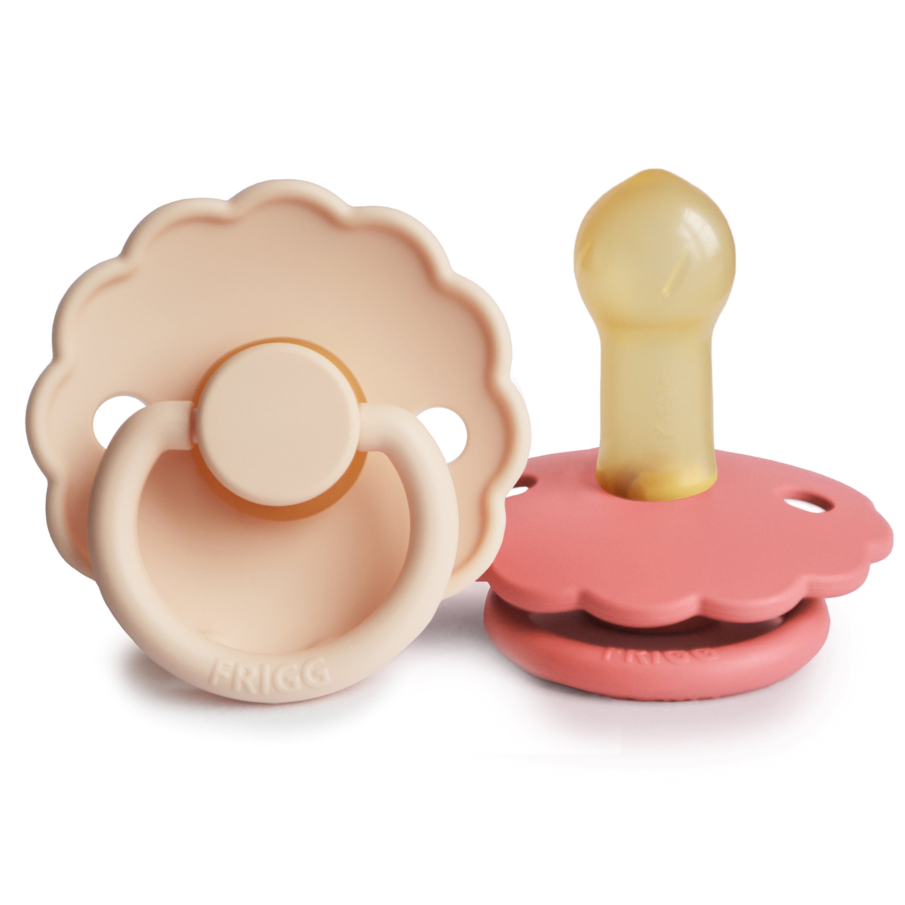 FRIGG Daisy Natural Rubber Pacifier 2 - Pack - Tenth &amp; Pine - FRIGG PACIFIERS - 6 - 18 months - Pink Cream/Poppy