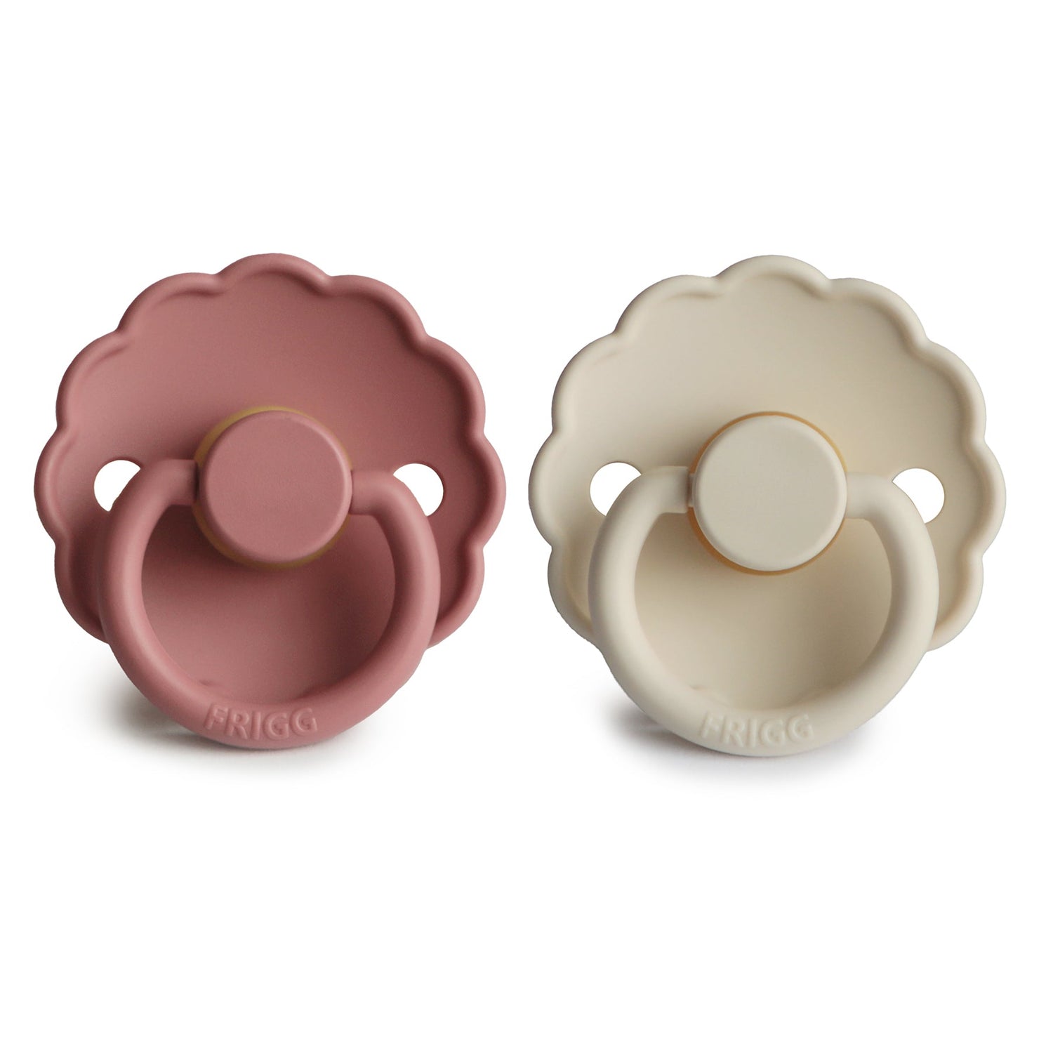 FRIGG Daisy Natural Rubber Pacifier 2 - Pack - Tenth &amp; Pine - FRIGG PACIFIERS - 6 - 18 months - Pink Cream/Poppy
