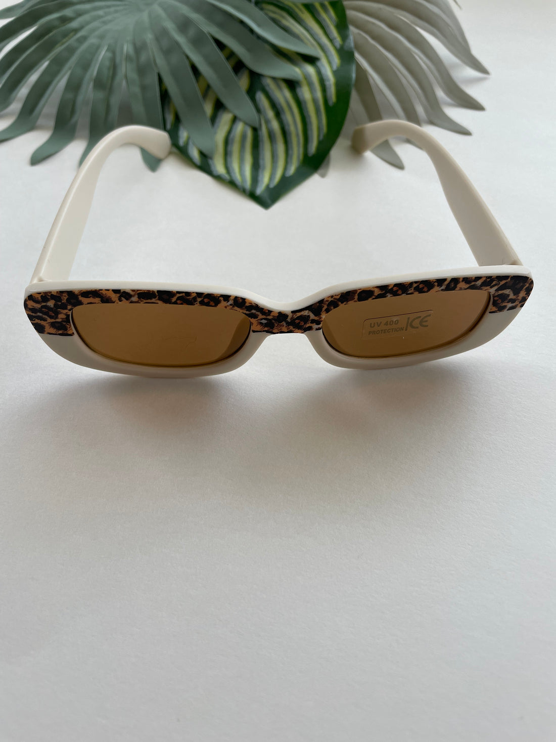 Rectangle Two Tone Cheetah Sunglasses - Sand