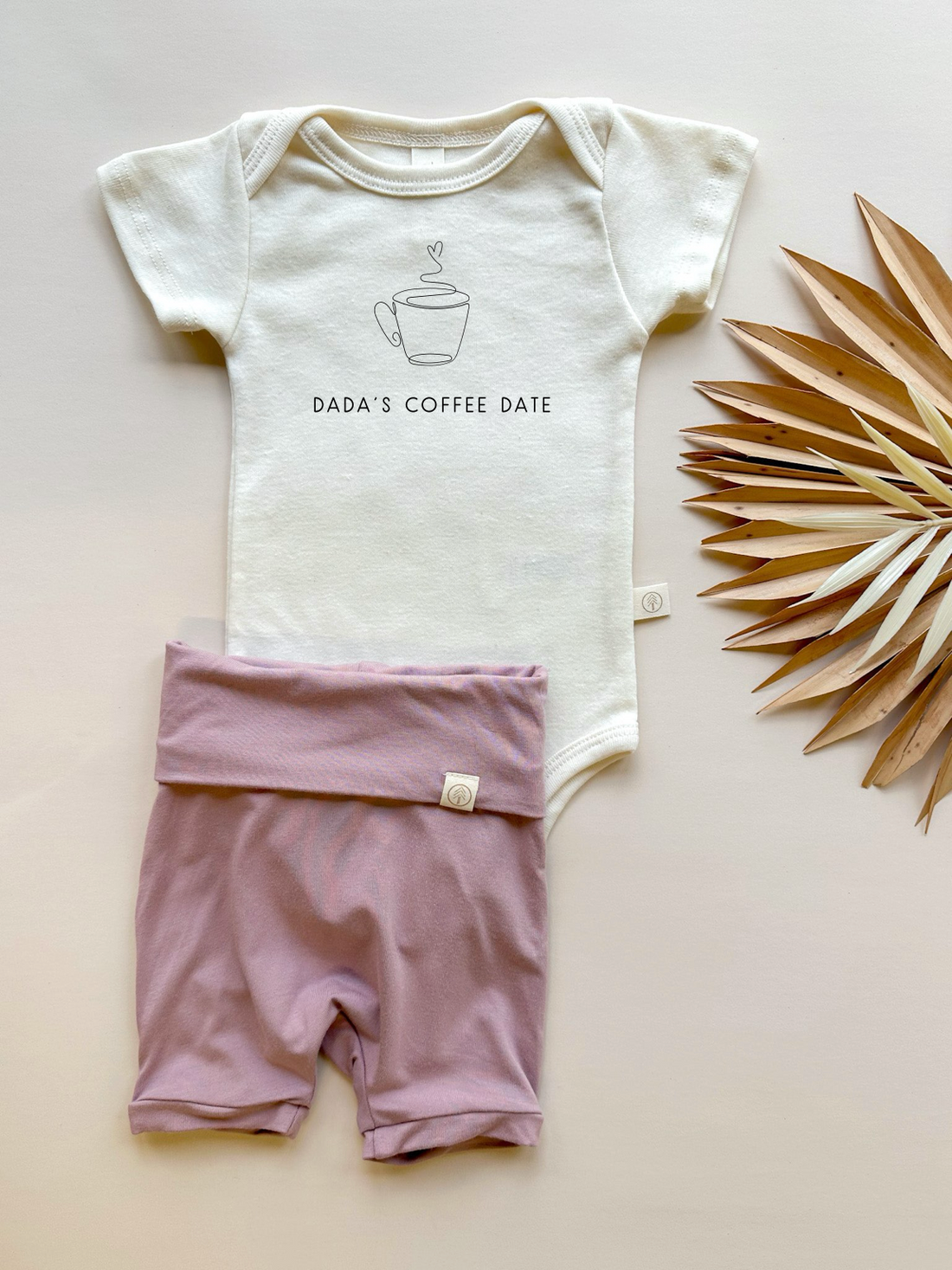 Dadas Coffee Date | Bamboo Fold Over Shorties and Organic Cotton Bodysuit Set | Periwinkle