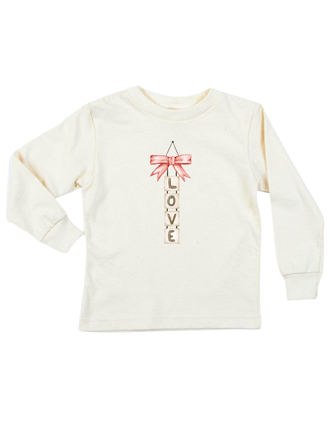 Loved Blocks Bow Organic Kids T-Shirt Long Sleeve