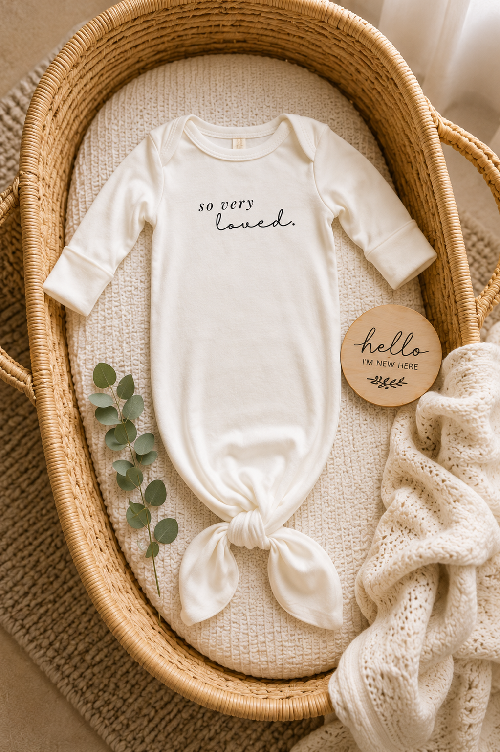 So Very Loved Organic Newborn Knotted Gown