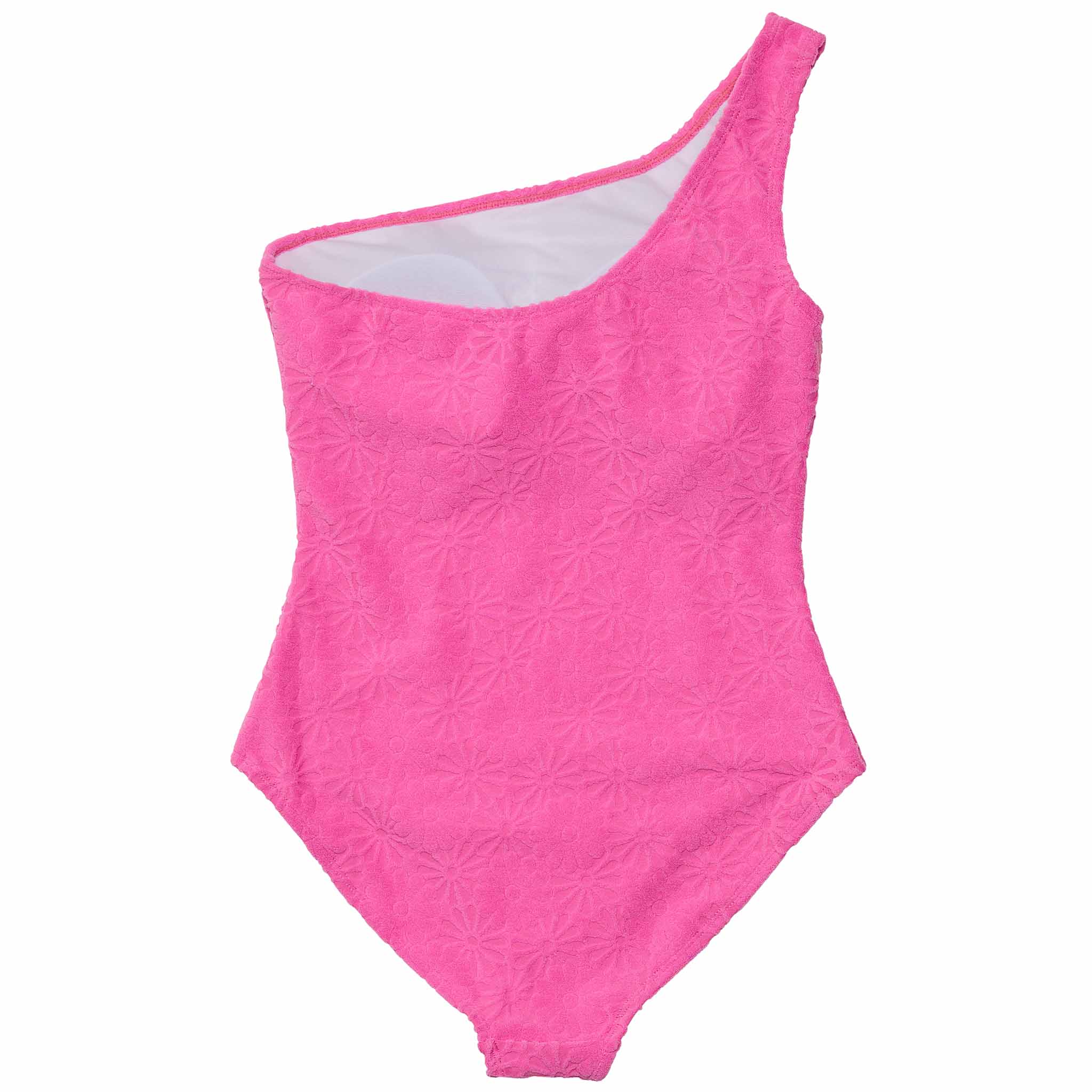 Womens Bubblegum Bloom One Shoulder Swimsuit