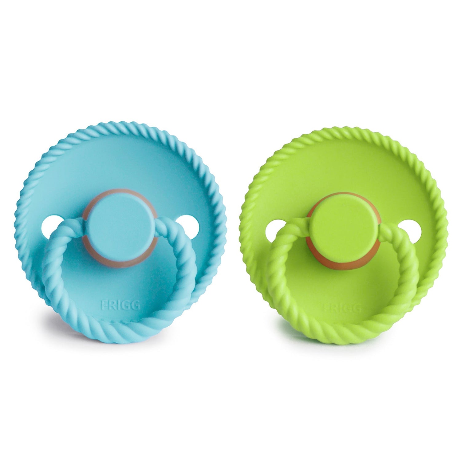 FRIGG Rope Natural Rubber Pacifier 2 - Pack - Tenth &amp; Pine - FRIGG PACIFIERS - 6 - 18 months - Cream/Green Tea