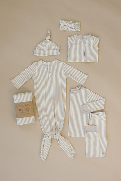 Taupe Stripe Ribbed Bamboo Cozy Set