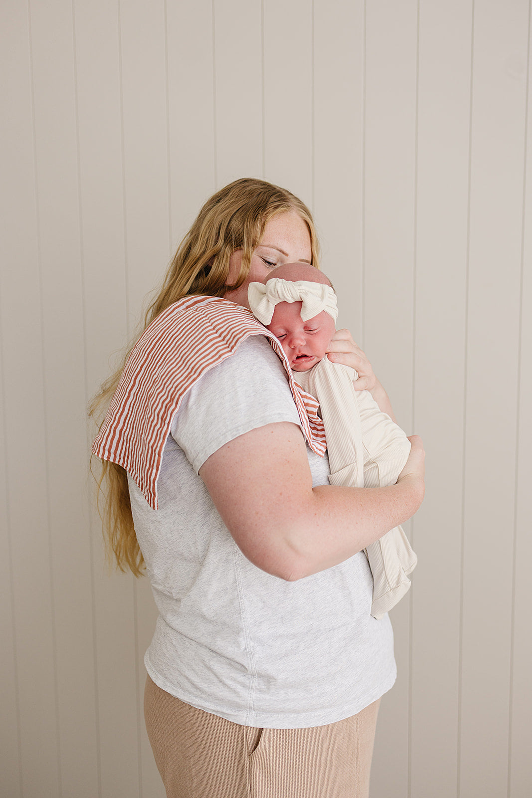 Pink Stripes Muslin Burp Cloth