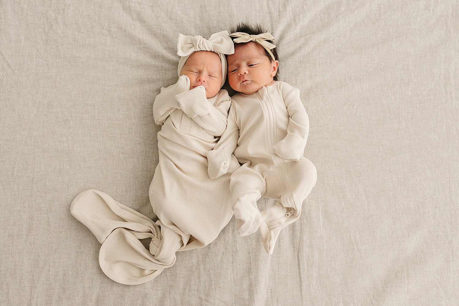 Cream Ribbed Bamboo Zipper