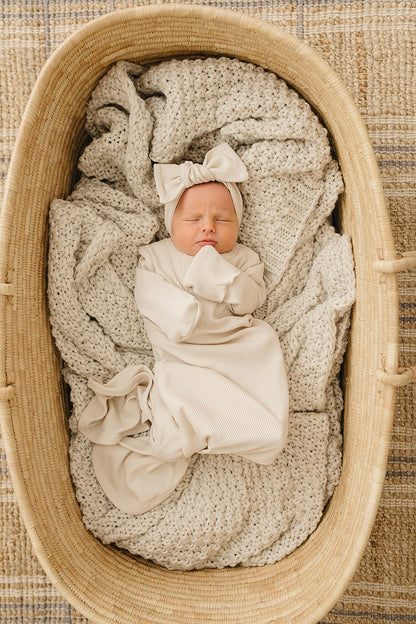 Cream Ribbed Bamboo Knot Gown