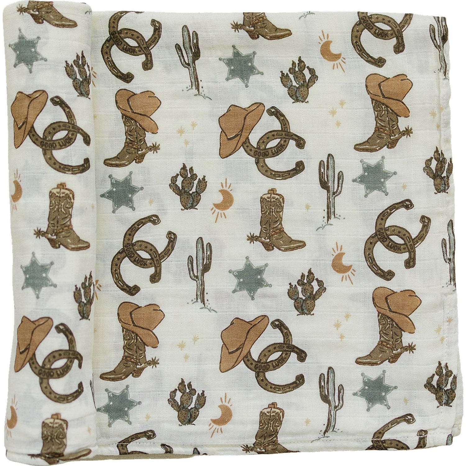 Outlaw Cowboy Muslin Swaddle Blanket