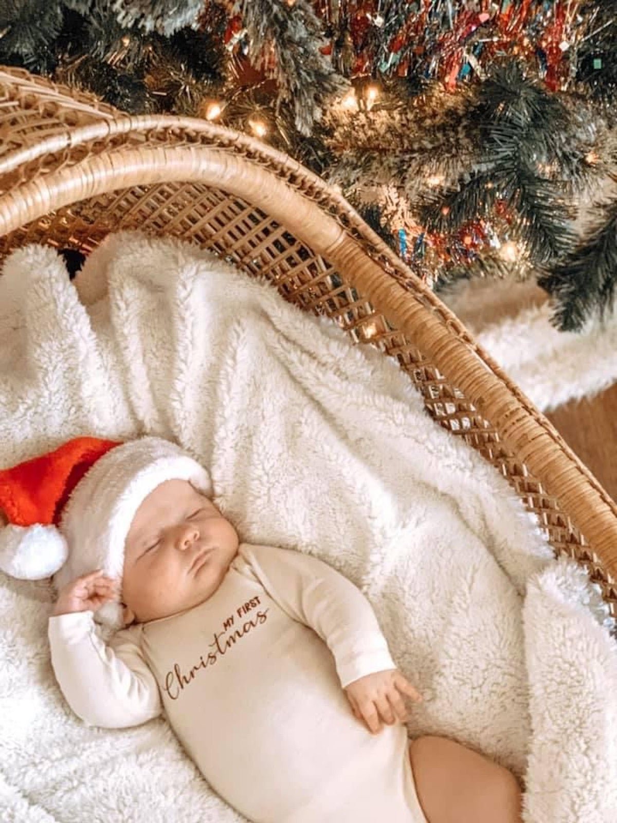 Baby My First Christmas Graphic Long Sleeve Organic Bodysuit - Tenth &amp; Pine - Long Sleeve Onesie - 0 - 3M