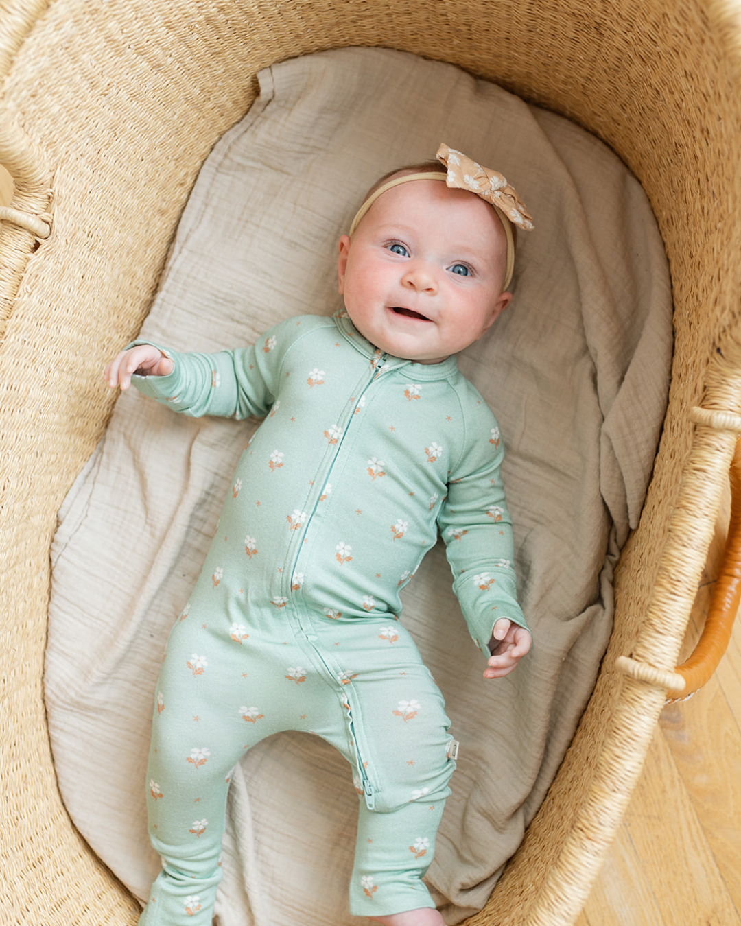 Modal Convertible Footy Pajamas in Seafoam Floral