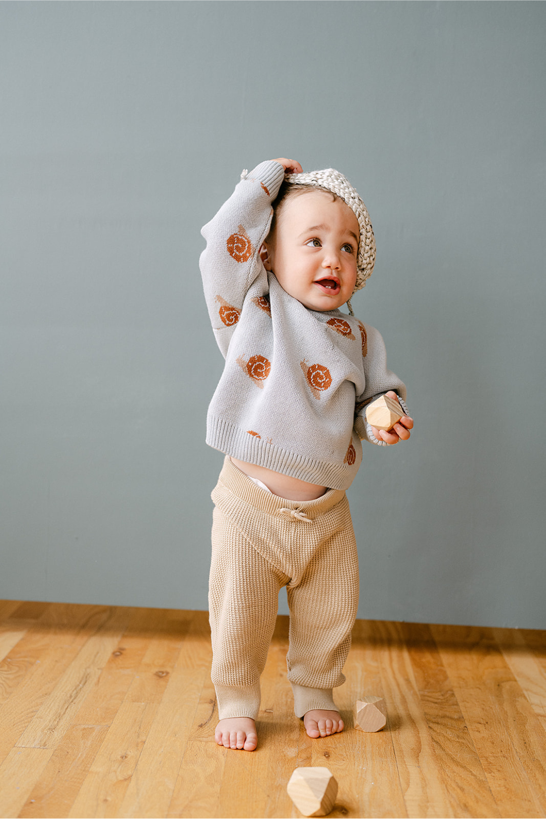 Organic Snail Knit Sweater in Pearl Blue