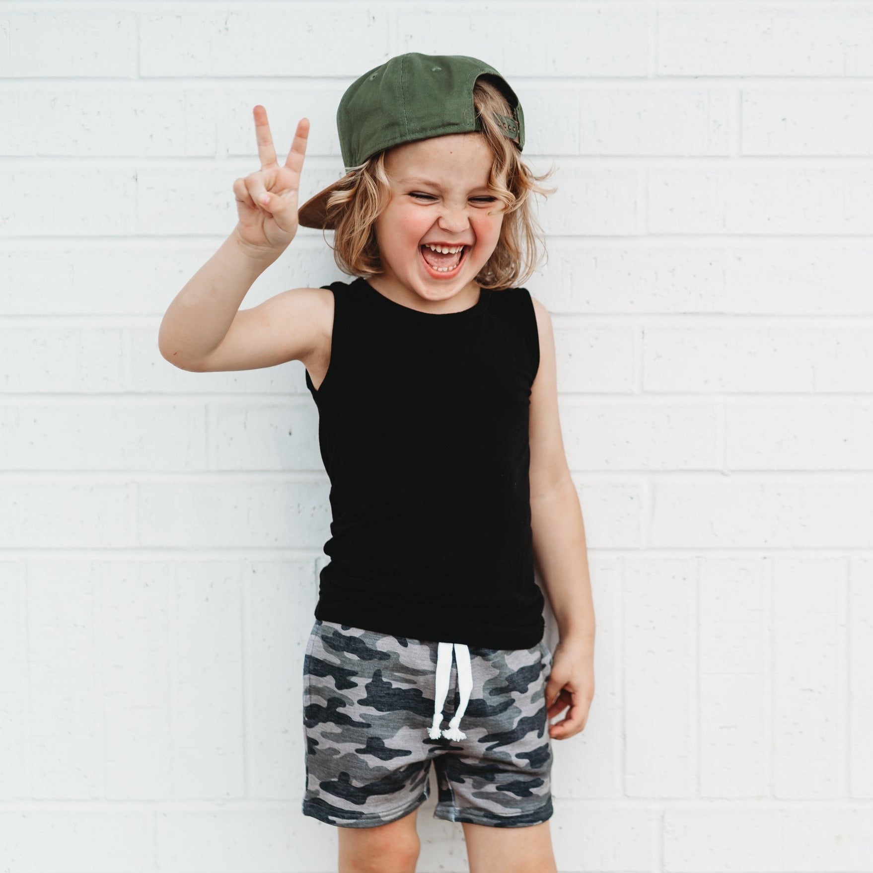 BAMBOO JOGGER SHORTS - Chris Camo - Tenth &amp; Pine - jogger shorts - 0/6M