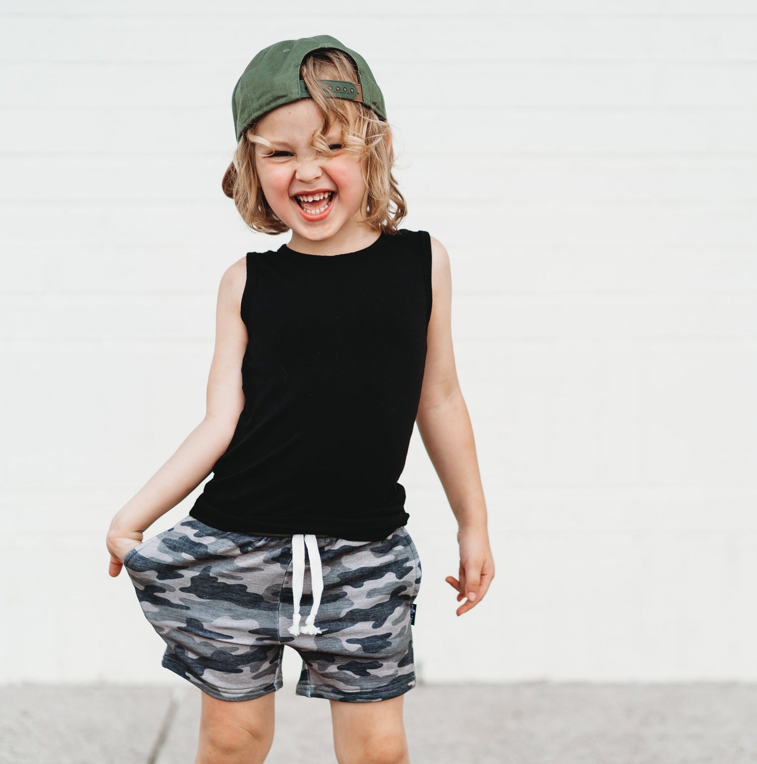 BAMBOO JOGGER SHORTS - Chris Camo - Tenth &amp; Pine - jogger shorts - 0/6M