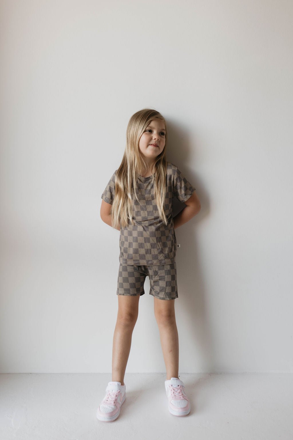 Bamboo Short Set | Faded Brown Checkerboard - Tenth &amp; Pine - Short Set - 2/3 Years - forever french baby
