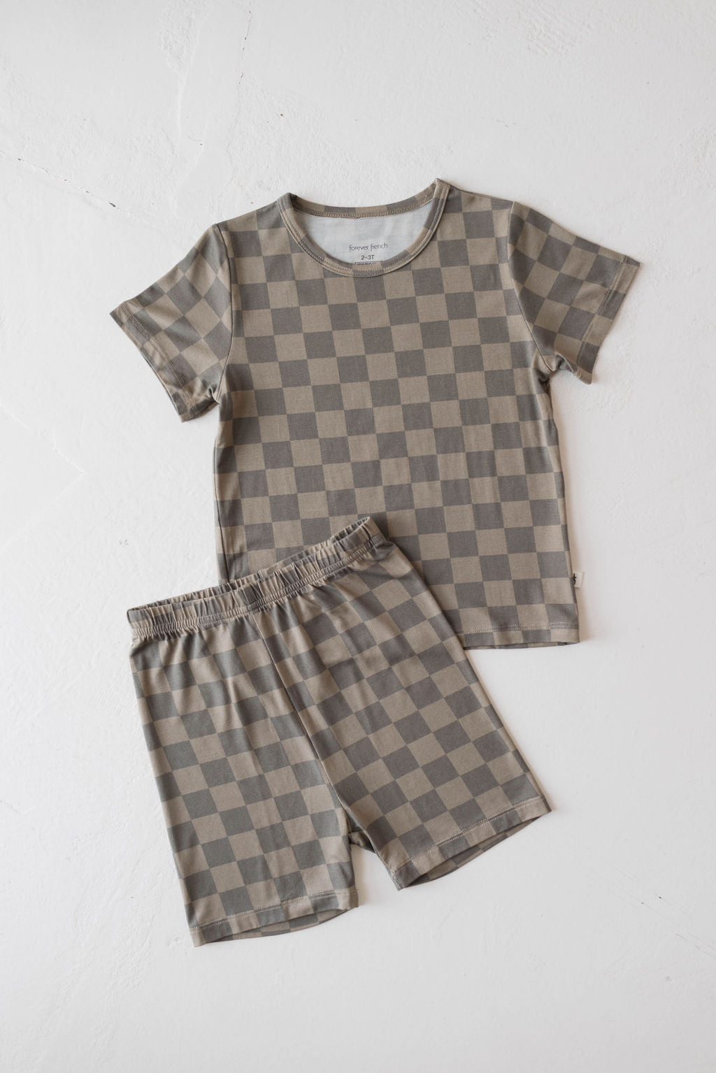 Bamboo Short Set | Faded Brown Checkerboard - Tenth &amp; Pine - Short Set - 2/3 Years - forever french baby