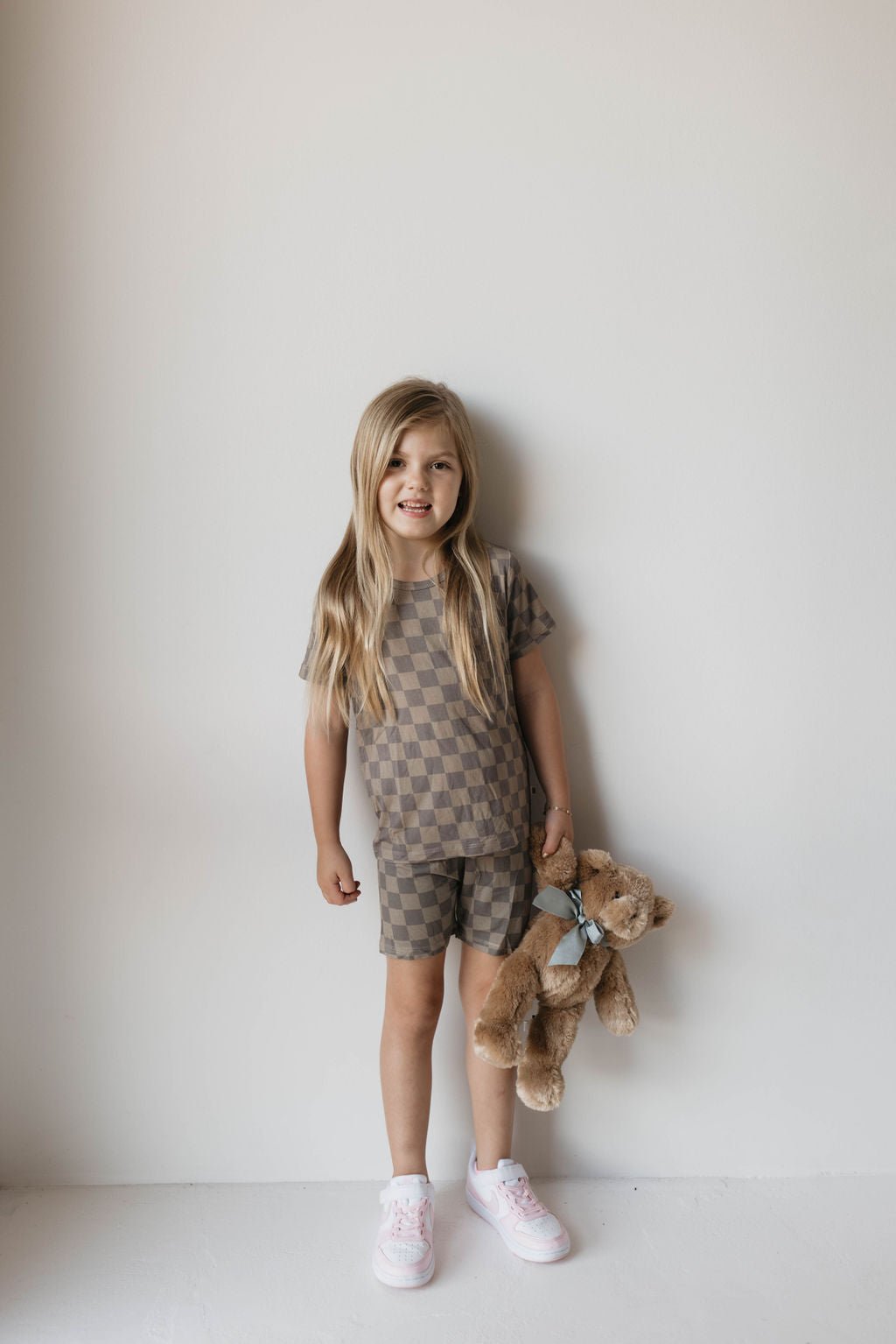 Bamboo Short Set | Faded Brown Checkerboard - Tenth &amp; Pine - Short Set - 2/3 Years - forever french baby
