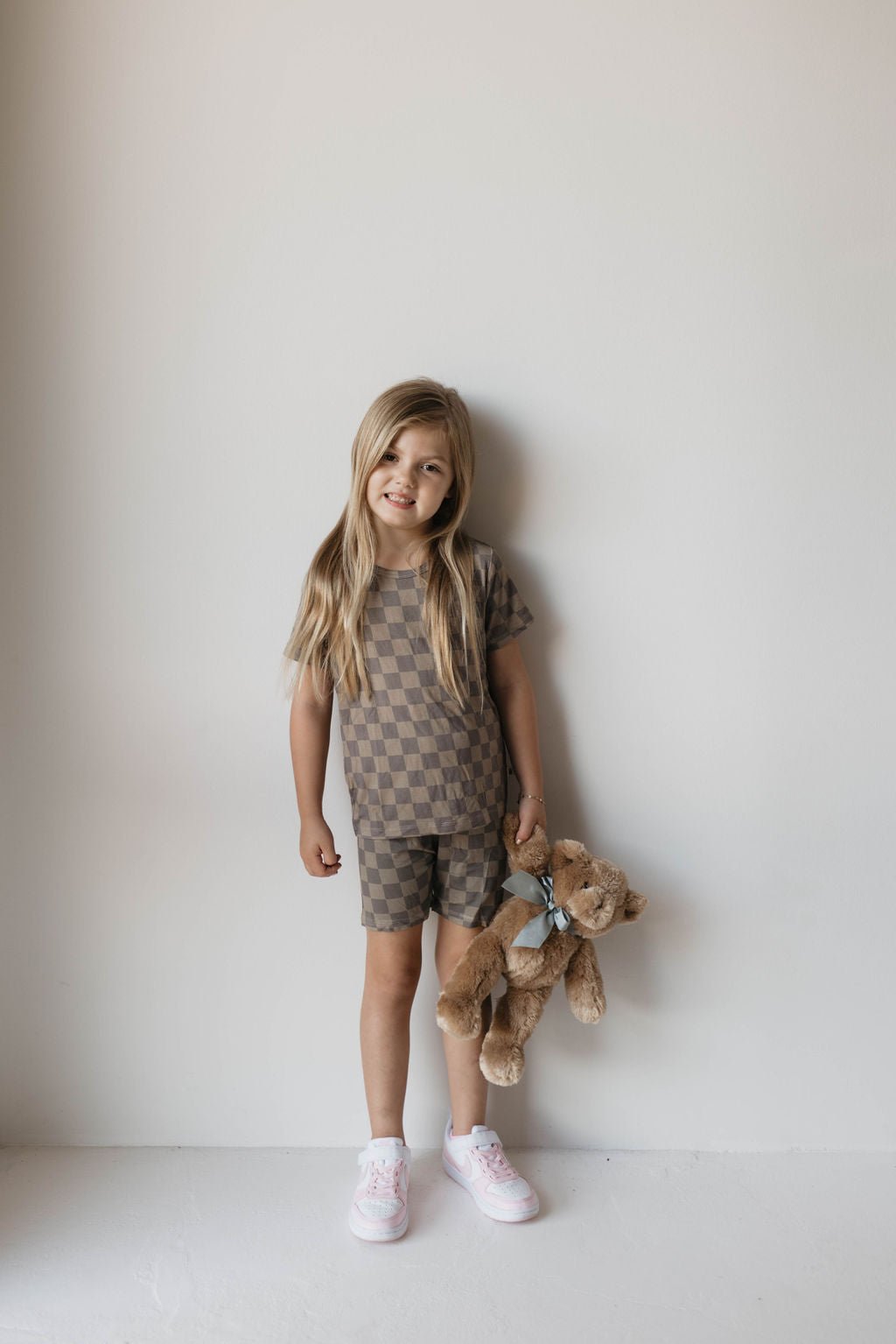 Bamboo Short Set | Faded Brown Checkerboard - Tenth &amp; Pine - Short Set - 2/3 Years - forever french baby