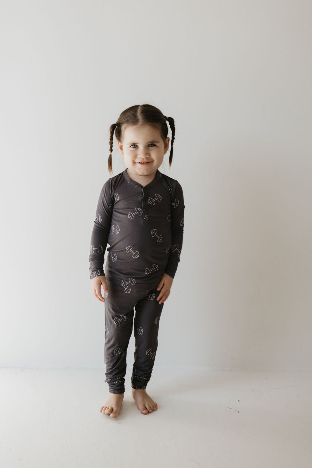 Bamboo Two Piece Pajamas | Charcoal Arm Day - Tenth & Pine - Pajamas - 2/3 Years