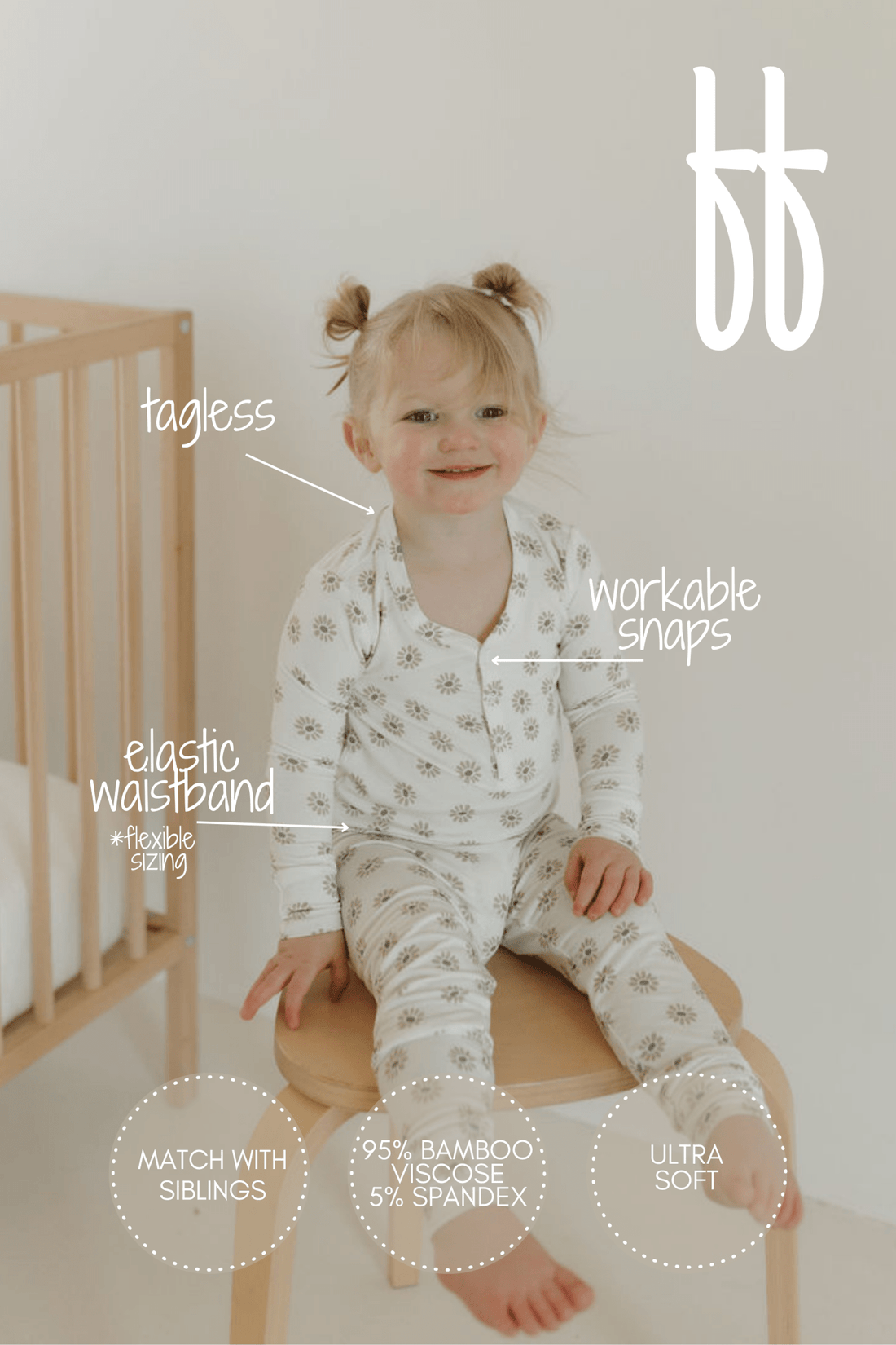 Bamboo Two Piece Pajamas | Daisy Fields - Tenth & Pine - Pajamas - 2/3 Years