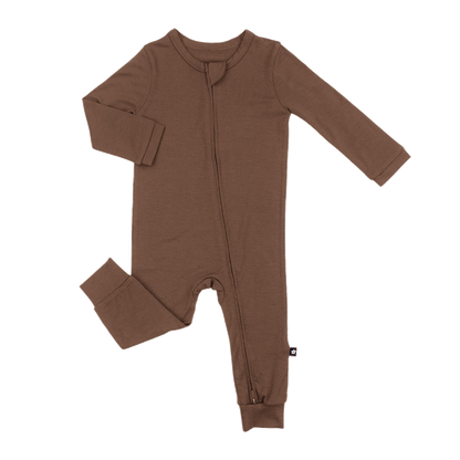 Larkspur Baby Zip Romper in Chestnut